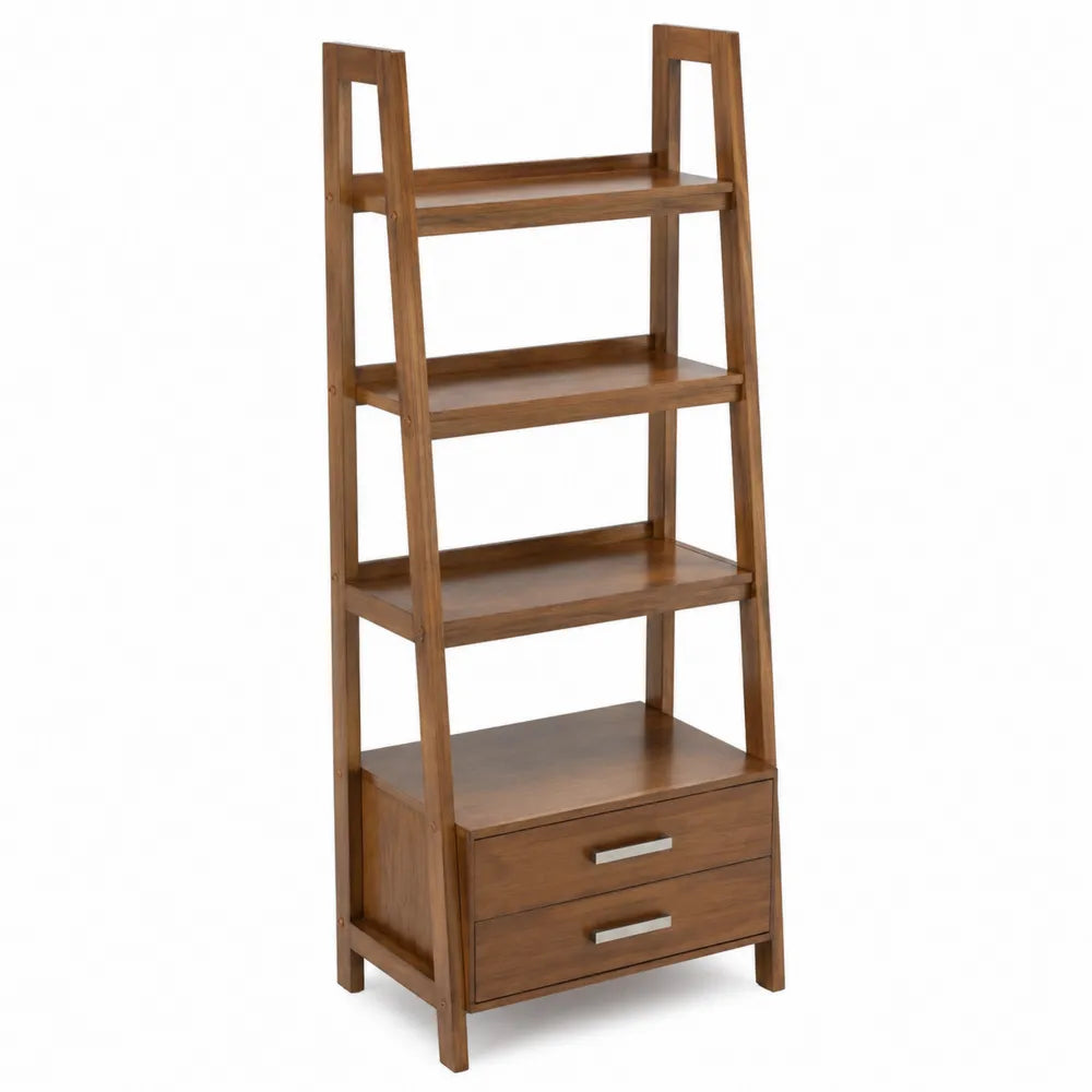 Étagère bibliothèque en bois avec tiroirs
