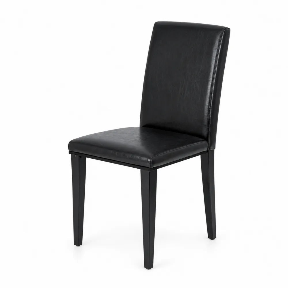 Chaise en cuir PU Noir avec pieds en bois