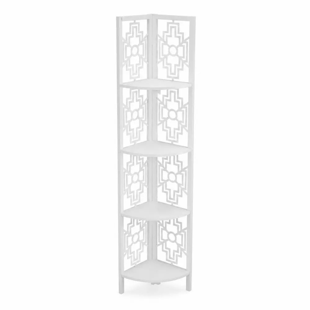 Étagère d'angle en plastique blanche avec découpe 25x25x110cm