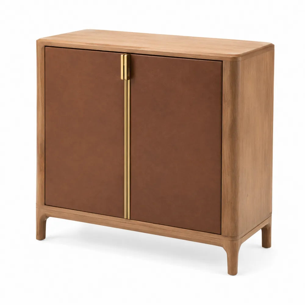 Buffet en bois avec portes en cuir PU