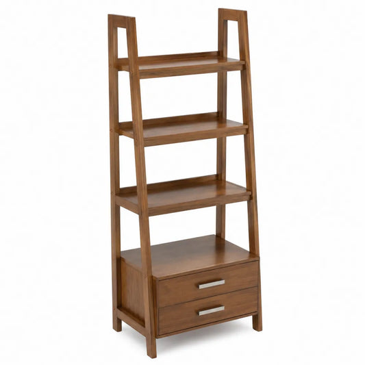 Étagère bibliothèque en bois avec tiroirs