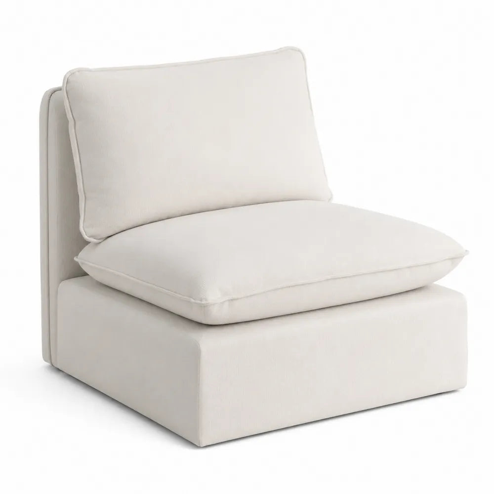 Fauteuil sans accoudoirs en tissu beige 75x90x85 cm