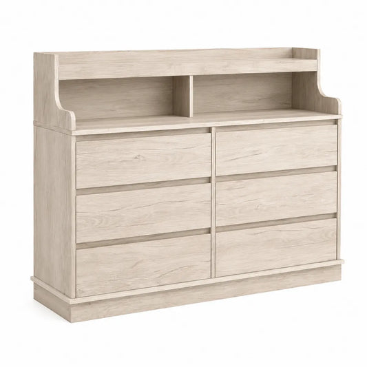 Commode en bois chêne clair avec étagère intégrée