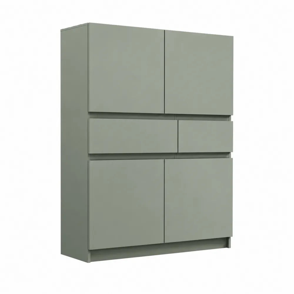 Armoire de rangement en bois avec 6 portes et 2 tiroirs, Vert