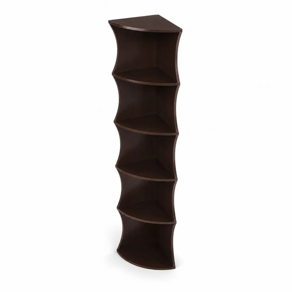 Étagère d'angle en bois brun foncé 5 niveaux