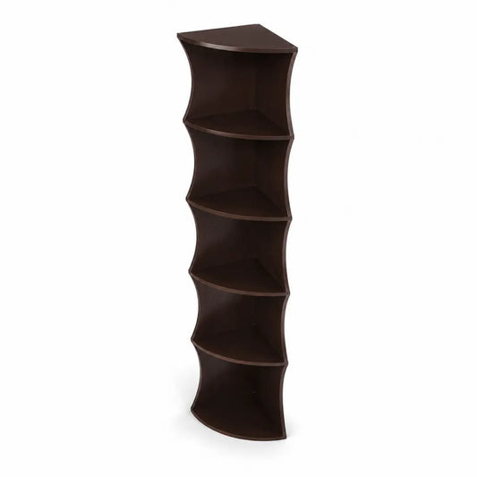 Étagère d'angle en bois brun foncé 5 niveaux